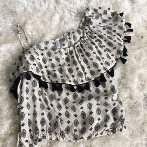 Off the shoulder tassel crop top